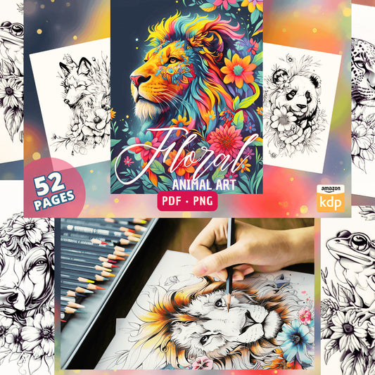 Floral Animal Art - Coloring Book + 220 Secret Halloween Coloring Pages FREE + 30 Incredible Covers!