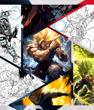 Dragon Ball Z: 200+ Legendary Coloring Pages in 4K UHD - Unique, Must-See Art (Printable Black & White PNG) - Instant Download | Directly to Your Inbox!
