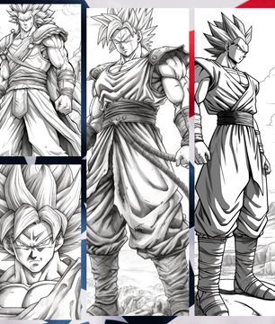 Dragon Ball Z: 200+ Legendary Coloring Pages in 4K UHD - Unique, Must-See Art (Printable Black & White PNG) - Instant Download | Directly to Your Inbox!