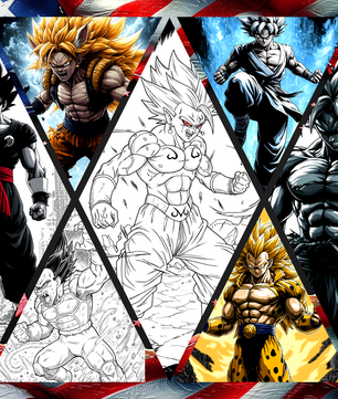 Dragon Ball Z: 200+ Legendary Coloring Pages in 4K UHD - Unique, Must-See Art (Printable Black & White PNG) - Instant Download | Directly to Your Inbox!