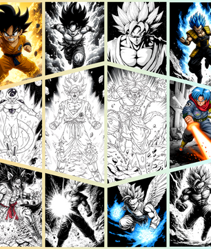 Dragon Ball Z: 200+ Legendary Coloring Pages in 4K UHD - Unique, Must-See Art (Printable Black & White PNG) - Instant Download | Directly to Your Inbox!
